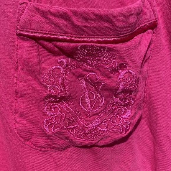 Victoria's Secret Women's Pink Embroidered Pocket 3/4 Sleeve Night Shirt Sz M/L - Picture 11 of 11